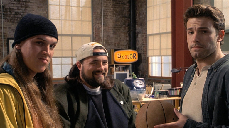Jay (Jason Mewes), Silent Bob (Kevin Smith), and Holden McNeil break the fourth wall in  Jay and Silent Bob Strike Back
