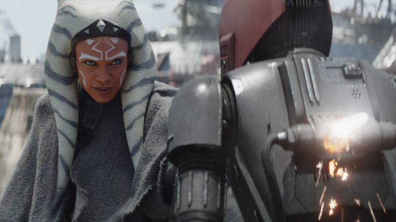Ahsoka impales Marrok's droid