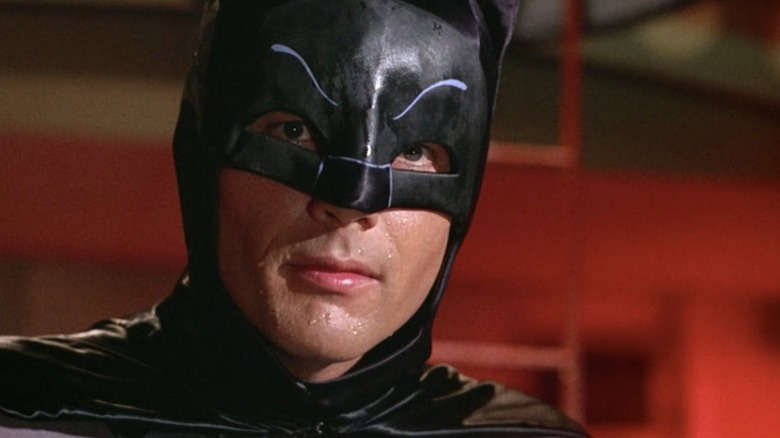 A wet Batman (Adam West) stares up contemplatively in Batman (1966)