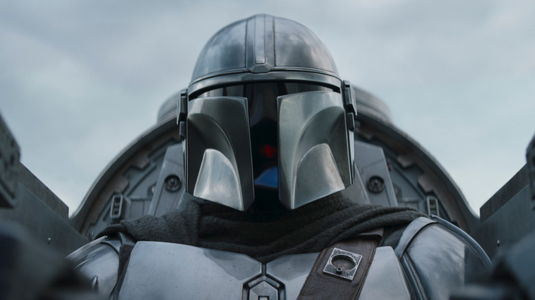 Din Djarin flying in his modified N1 starship in The Mandalorian season 3