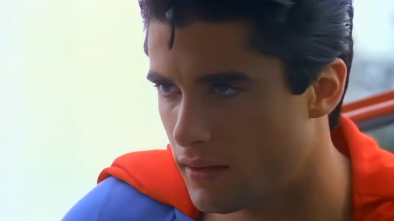 Superboy (John Haymes Newton) stares intently ahead in Superboy