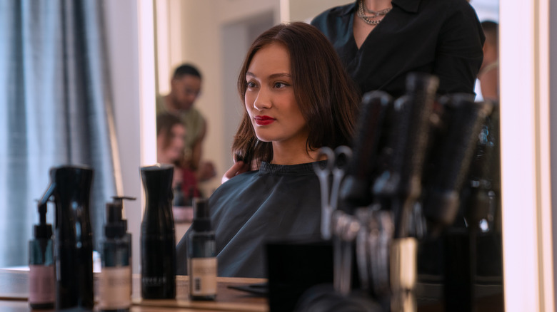 Belly getting her hair cut at a salon in Paris on The Summer I Turned Pretty