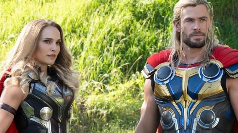 Natalie Portman and Chris Hemsworth in Thor: Love and Thunder" 