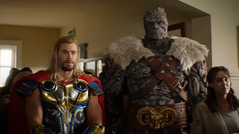 Thor (Chris Hemsworth) and Korg (Taika Waititi) in Thor: Love and Thunder