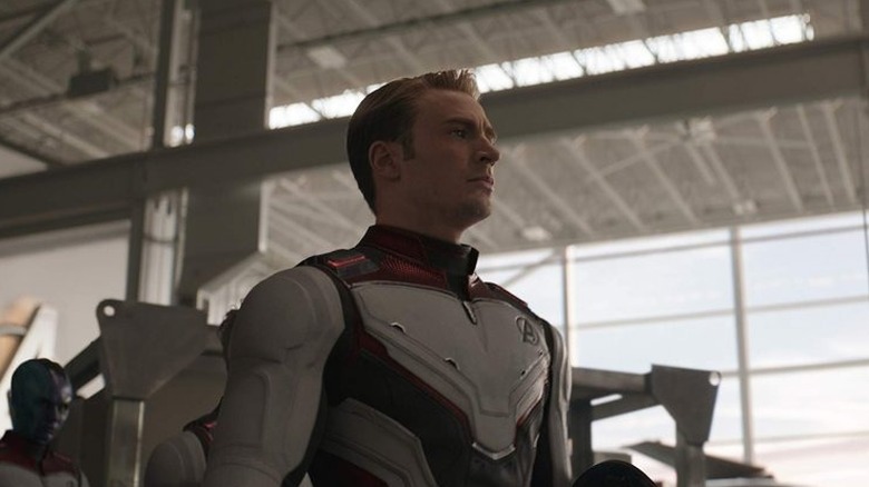 Chris Evans' Captain America in white time travel suit in Avengers: Endgame