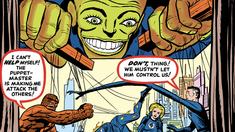 The Puppet Master manipulating the F4 in the cover of Fantastic Four #8
