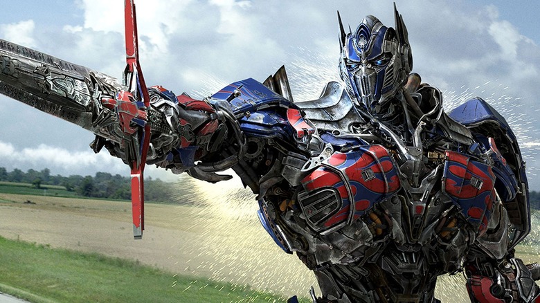 Optimus Prime's big sword in TRANSFORMERS AGE OF EXTINCTION