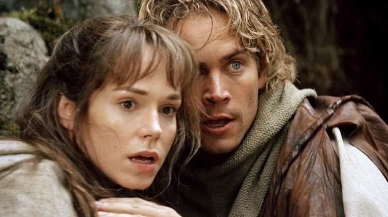 Chris Johnston (Paul Walker) and Kate Ericson (Frances O'Connor) look worried in Timeline