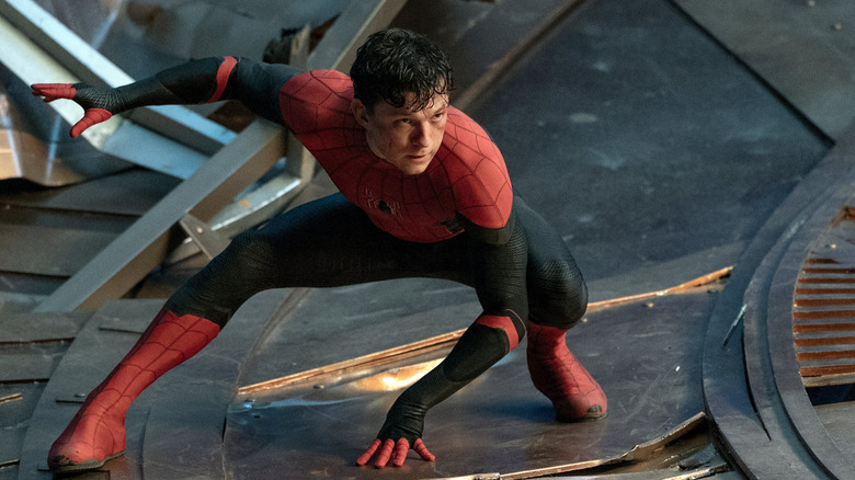 Spider-Man: No Way Home's Tom Holland crouching