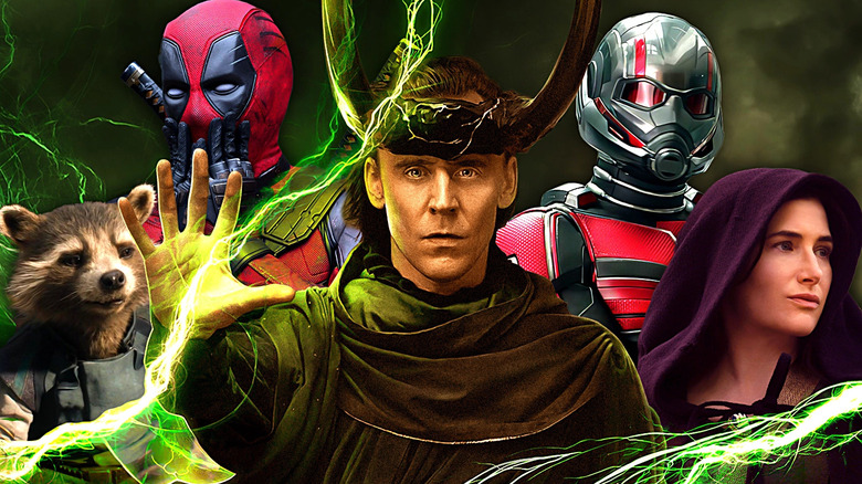 Images of Rocket Raccoon, Deadpool, Loki, Ant-Man, and Agatha edited together