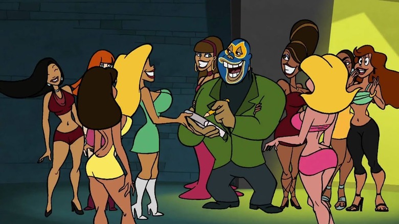 masked man signs autographs for women