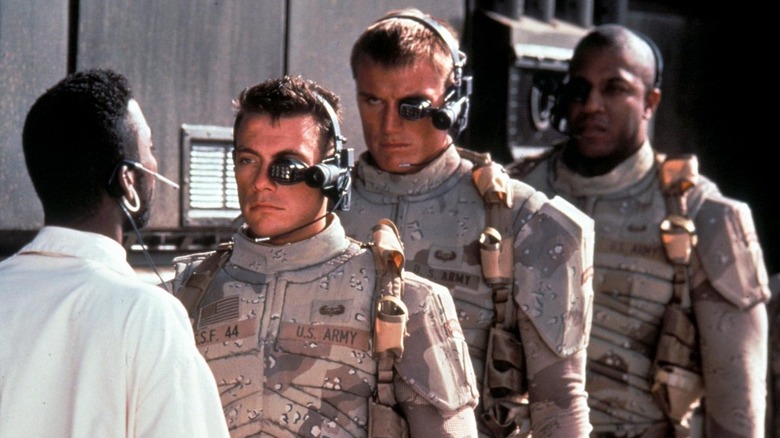 Soldiers with futuristic looking headgear