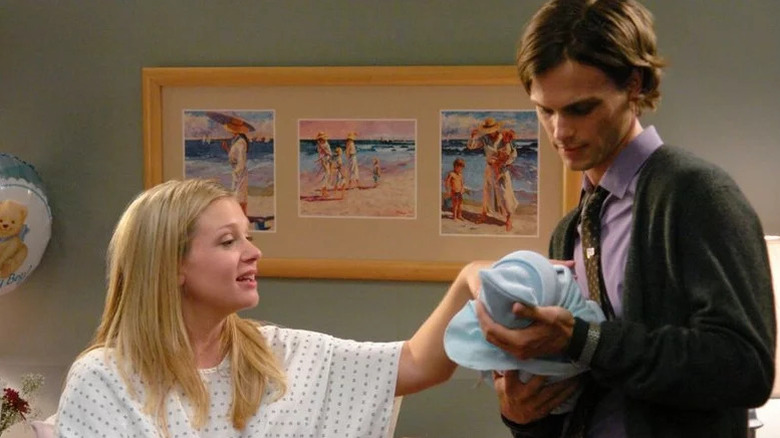 Criminal Minds' Reid holding JJ's baby
