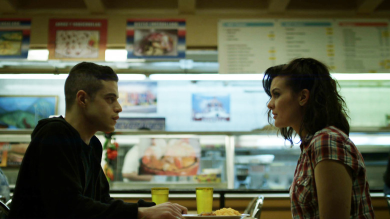 Mr. Robot, Elliot and Shayla in a diner