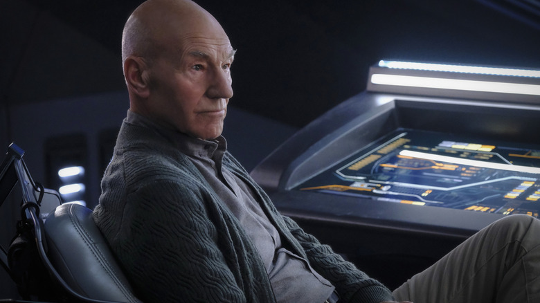 Admiral Picard (Patrick Stewart) at a starships control panel in Star Trek: Picard