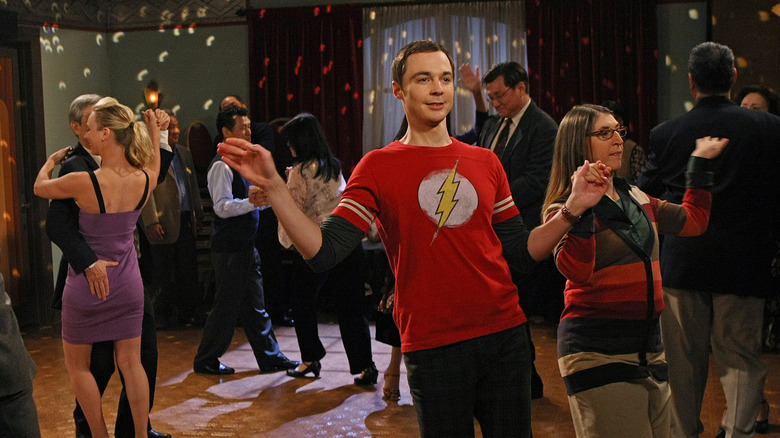 Penny Sheldon and Amy on a dance floor in
