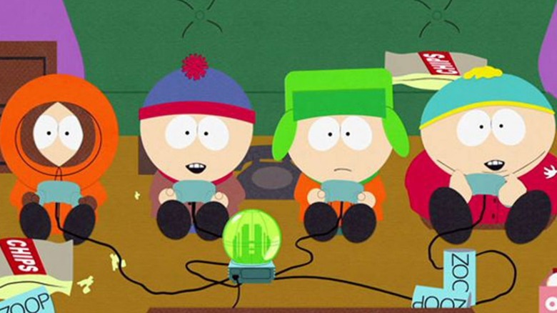 Kenny, Stan, Kyle, and Cartman in South Park