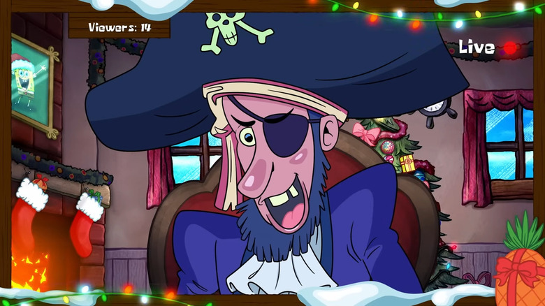 Patchy the Pirate doing a livestream on SpongeBob SquarePants