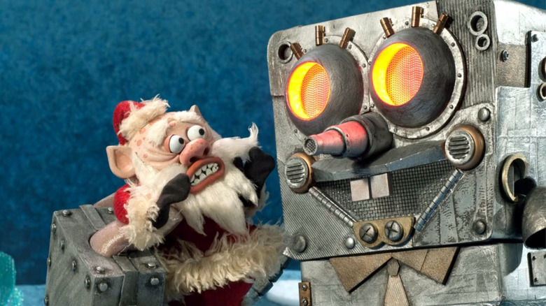 Robot SpongeBob holding Santa Claus on SpongeBob SquarePants