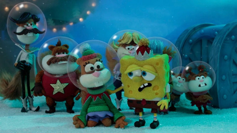 SpongeBob comforting Sandy in front of her family on SpongeBob SquarePants