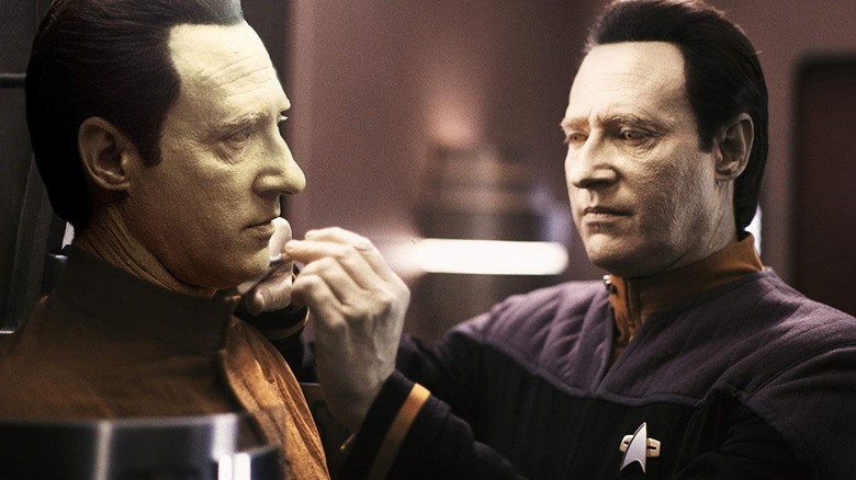 B-4 being tinkered with by Data in Star Trek: Nemesis.