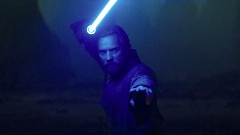 Obi-Wan doing his signature stance in Obi-Wan Kenobi