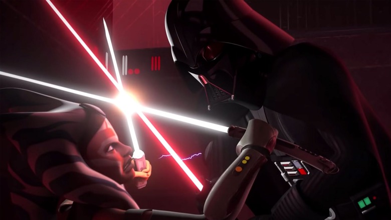 Ahsoka fighting Darth Vader in "Rebels"