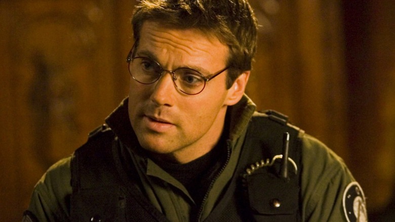Michael Shanks' Daniel Jackson looking thoughtful on Stargate SG-1