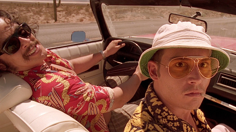 Benicio Del Toro, Johnny Depp in Fear and Loathing in La Vegas driving stoned