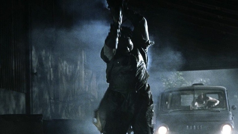 Leatherface going for an overhand slice