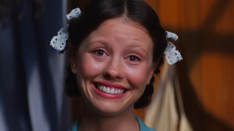 Mia Goth in pigtails 