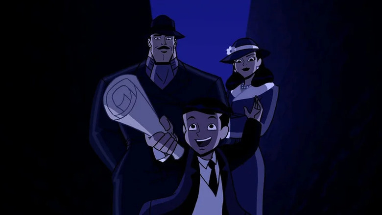 Batman: The Brave and the Bold, Chill of the Night!, Thomas, Martha and Bruce Wayne walking down alley before murder