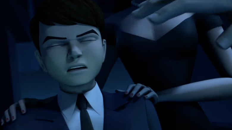Beware The Batman young Bruce Wayne closing his eyes as his father is shot offscreen