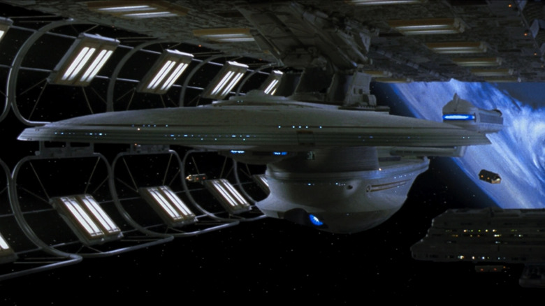 The Enterprise-B in Spacedock in Star Trek Generations