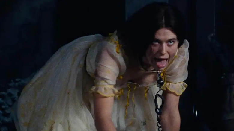 Alison Oliver as Isabella acting like a dog in Wuthering Heights