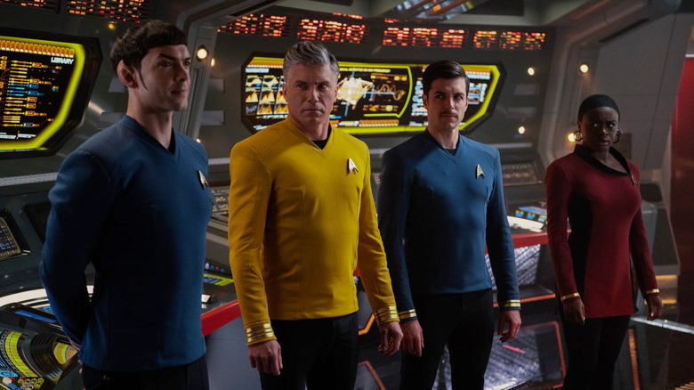 Ethan Peck, Anson Mount, Dan Jeannotte and Celia Rose Gooding in Star Trek: Strange New Worlds