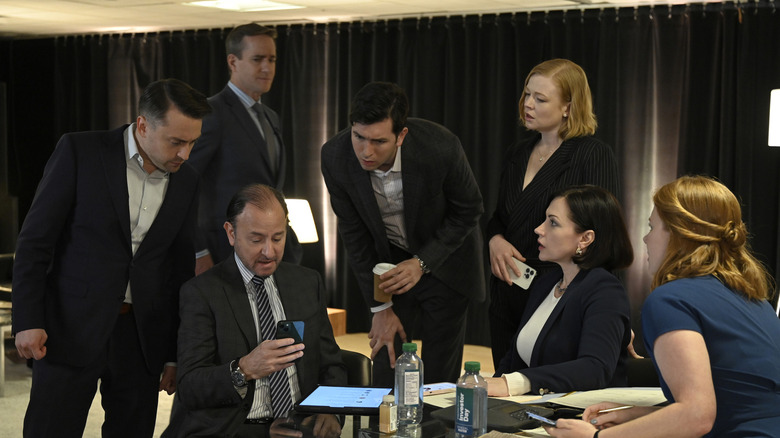 Kieran Culkin, Matthew Macfadyen, Fisher Stevens, Nicholas Braun, Sarah Snook, Dagmara Dominczyk in Succession