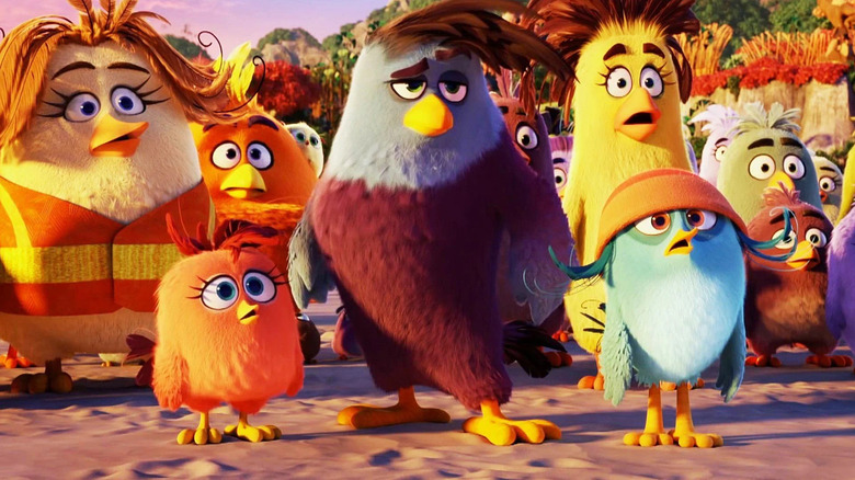 A group of mysterious birds look surprising in Angry Birds