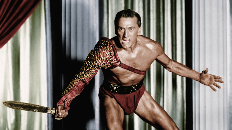Kirk Douglas as Spartacus yelling