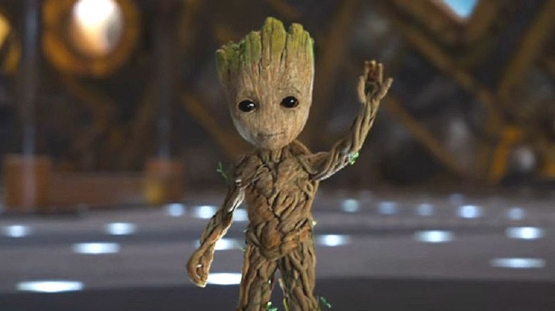 Baby Groot waving