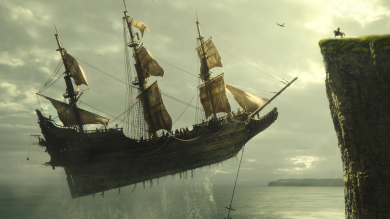 Hook's ship flying in Peter Pan and Wendy