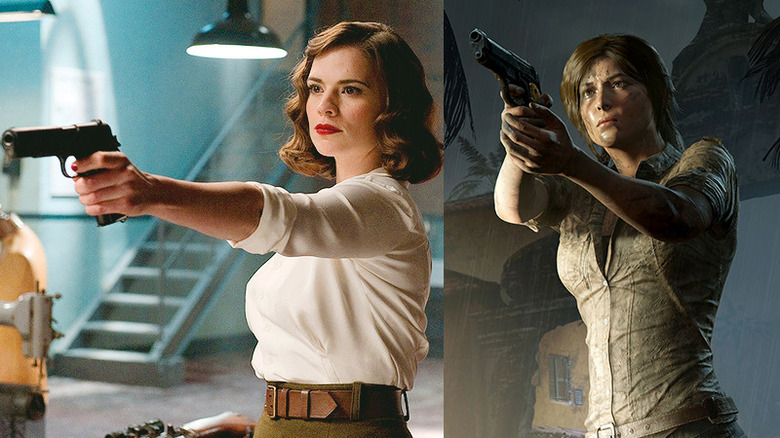 Side-by-side comparison of Agent Peggy Carter and Lara Croft