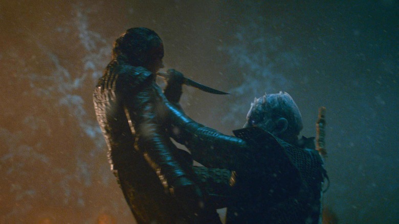 Arya killing the Night King on Game of Thrones