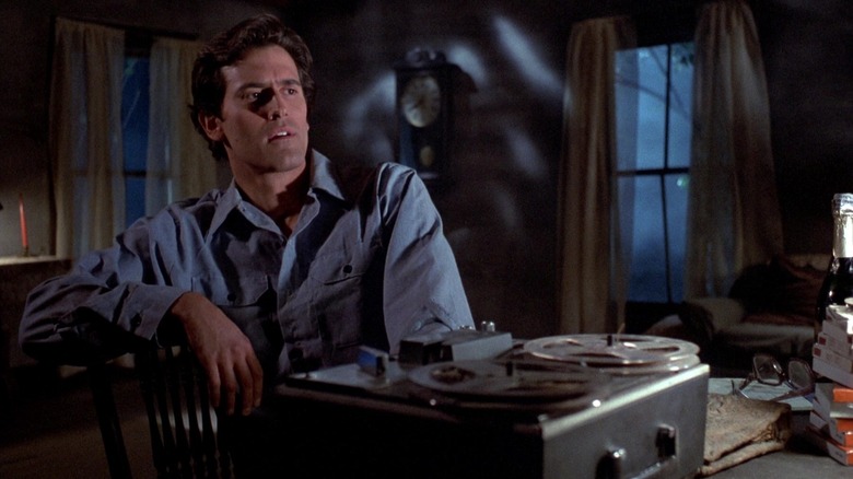 Ask listening to a tape recorder in Evil Dead 2: Dead By Dawn