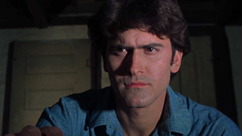 Ash looking skeptical in Evil Dead