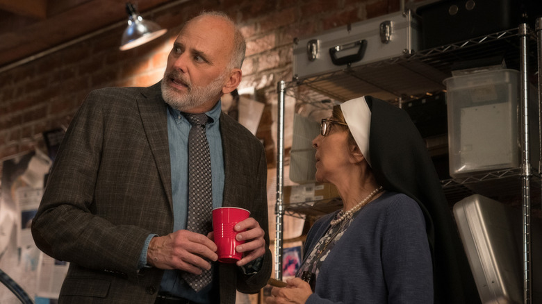 Pictured (L-R) Kurt Fuller as Dr. Boggs and Andrea Martin as Sister Andrea of the Paramount+ series EVIL