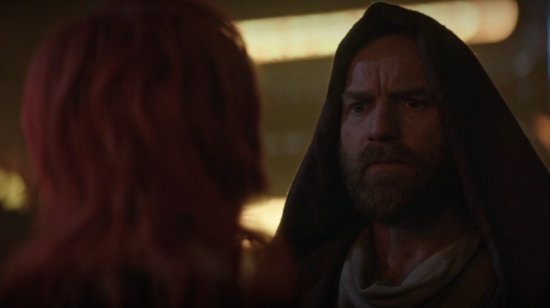 Ewan McGregor as Obi-Wan, reacting to Tetha 