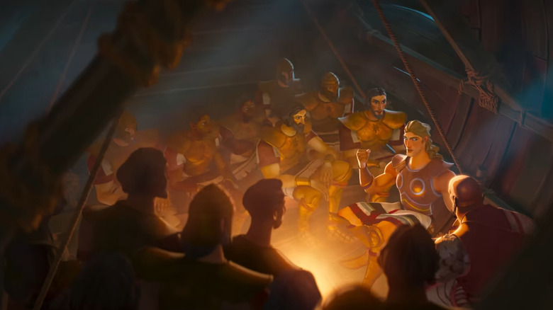 Achilles and the Greeks hiding in the Trojan Horse in Marvel's Eyes of Wakanda