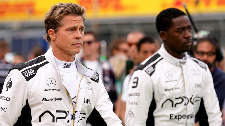 Sonny Hayes and Joshua Pearce in their racing suits in F1