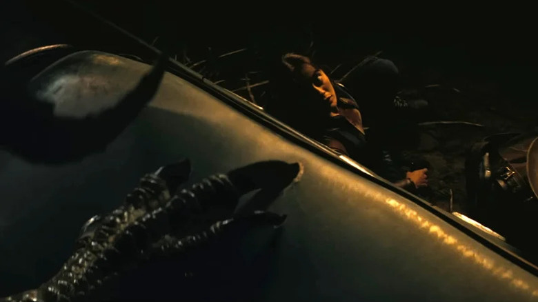 Ella Purnell as Lucy hiding from a deathclaw in Fallout